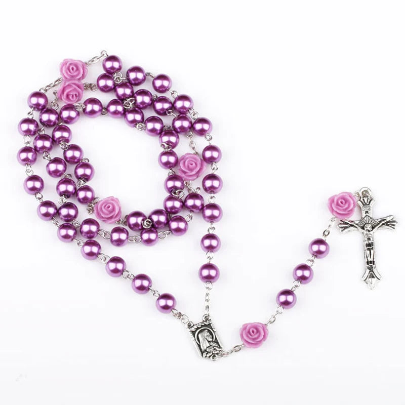 Purple Glass Bead Rosary