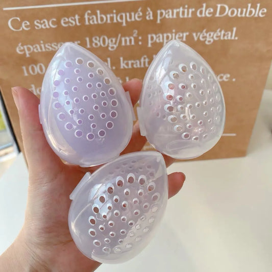 Plastic Egg Shaped Cosmetic Puff Container