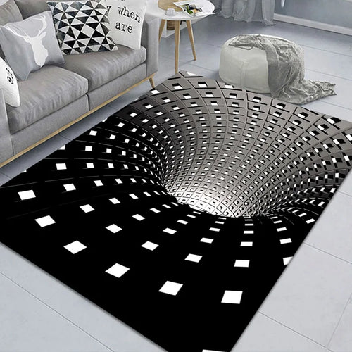 Abstract Geometric Optical Doormat 3D Vortex Illusion Carpet Entrance