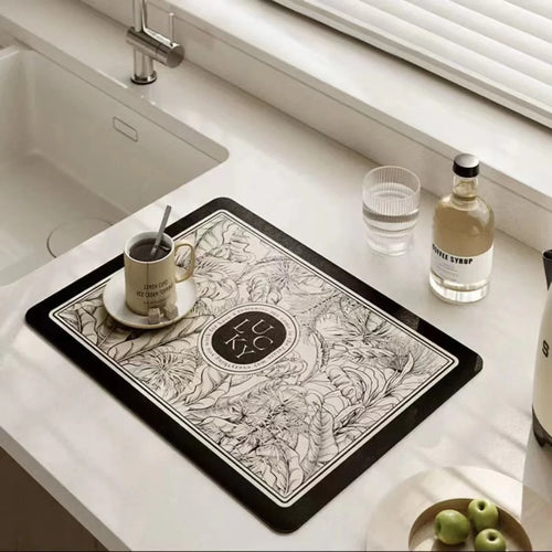Kitchen Drying Mat Absorbent Drainage Mat Kitchen Rug Coffee Bar Mat