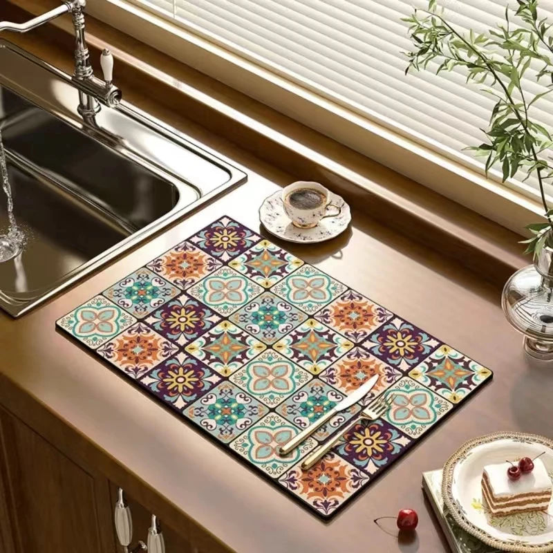 Kitchen Drying Mat Absorbent Drainage Mat Kitchen Rug Coffee Bar Mat