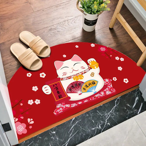 Cartoon Lucky Cat Welcome Entrance Doormats Good Fortune Rug Soft Door