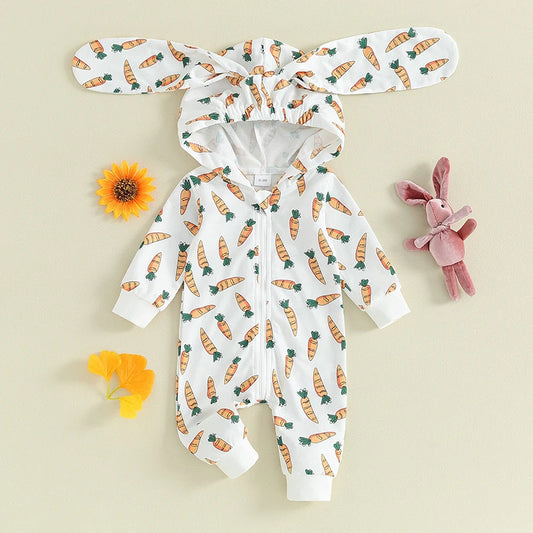 BeQeuewll Toddler Baby Easter Romper Carrot Print