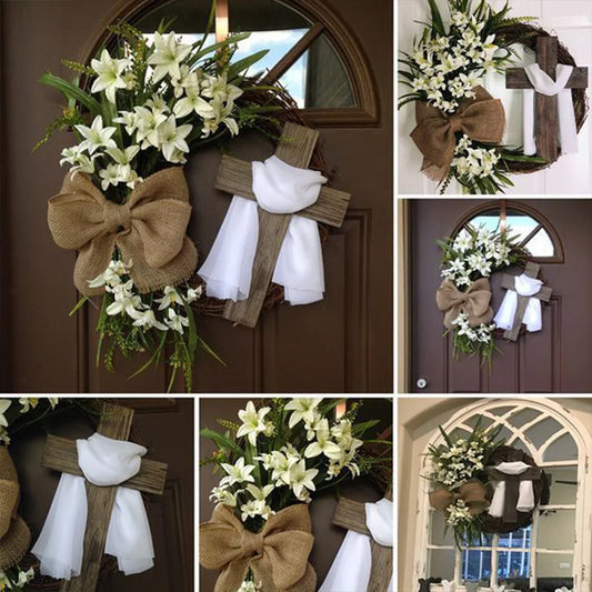 Easter Welcome Cross Wreath
