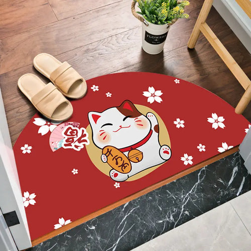 Cartoon Lucky Cat Welcome Entrance Doormats Good Fortune Rug Soft Door