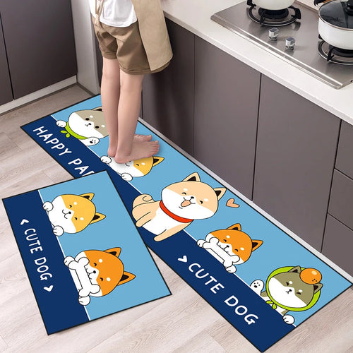 Kitchen Mat Cartoon Animals Long Strip Non-Slip Entrance Doormat