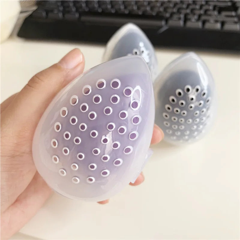 Plastic Egg Shaped Cosmetic Puff Container