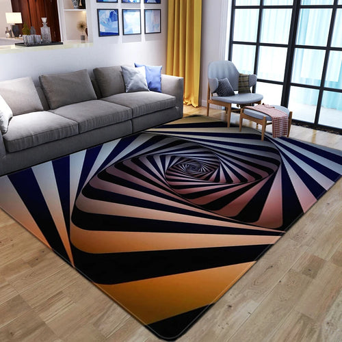 Abstract Geometric Optical Doormat 3D Vortex Illusion Carpet Entrance