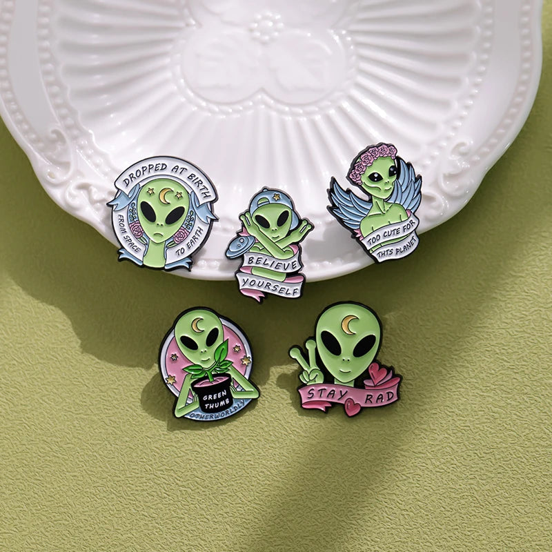 Stay Rad Enamel Pins Custom ET Alien Believe Yourself