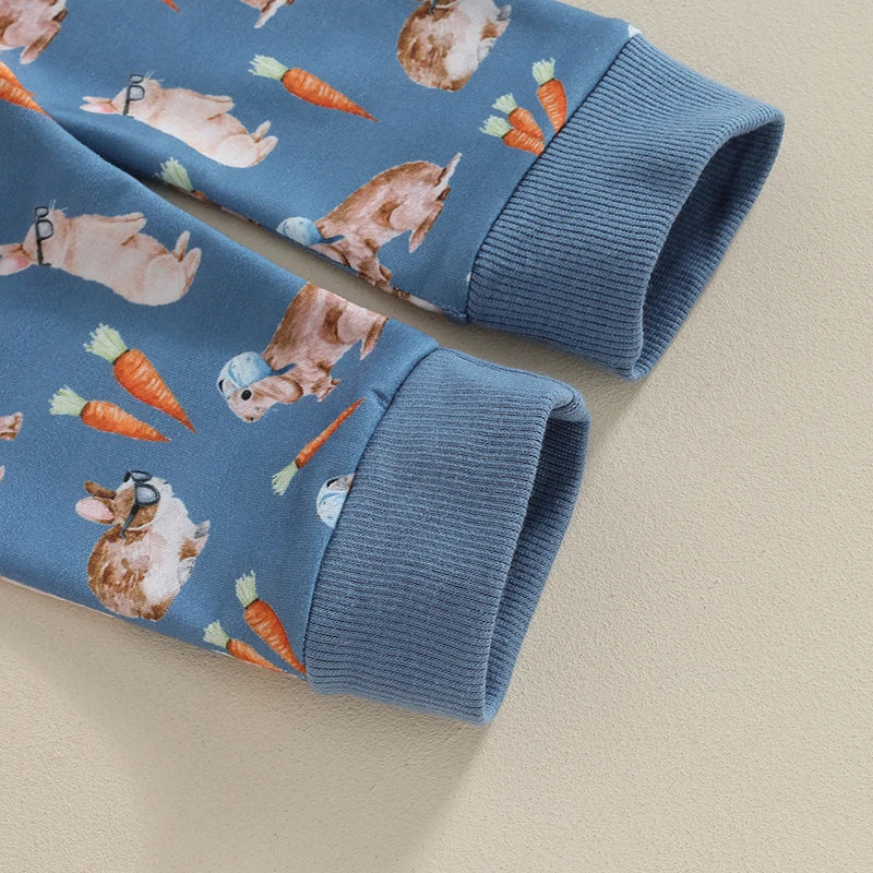 Baby Boys Clothes Set Long Sleeve Sweatshirt Bunny Carrot Print Pants