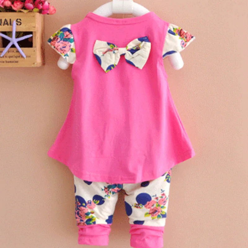 New Summer Baby Girl Clothes Suit Children Fashion Cute T-Shirt Shorts