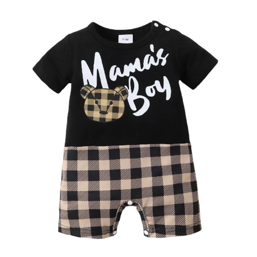 Newborn Baby Boy Bodysuit Mama's Boy Print Short Sleeve Romper 0-18