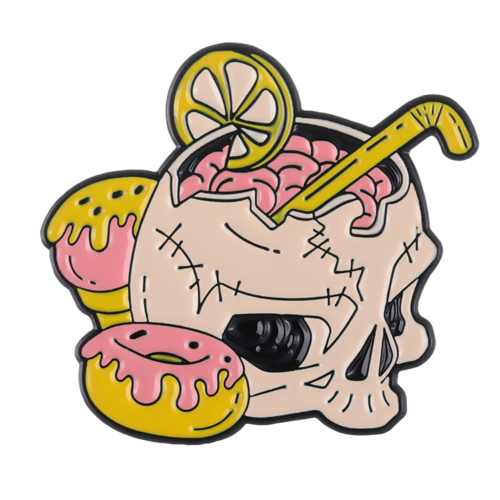 Pink Punk Enamel Pins Custom Skeleton Butterfly Goose Bear