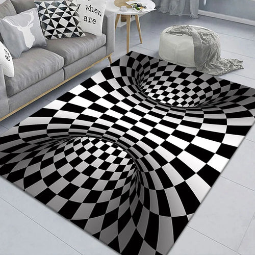 Abstract Geometric Optical Doormat 3D Vortex Illusion Carpet Entrance