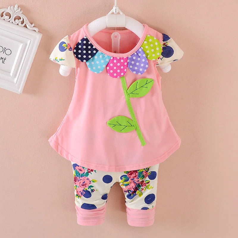 New Summer Baby Girl Clothes Suit Children Fashion Cute T-Shirt Shorts