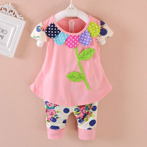 New Summer Baby Girl Clothes Suit Children Fashion Cute T-Shirt Shorts
