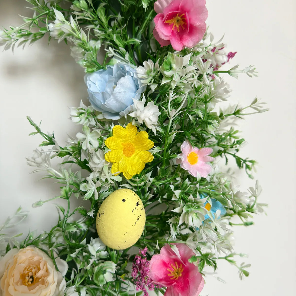 35cm Easter Wreath with Pastel Eggs Artificial Daisy Flower Front Door