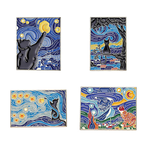 Oil Painting Quotes 3-6pcs/set Enamel Pins Custom Quotes Saying