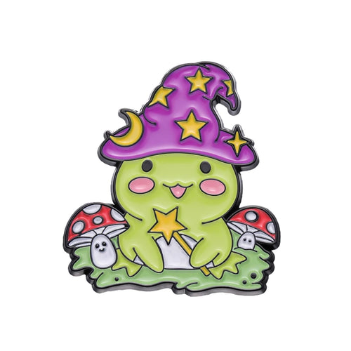 Witch Frogs Enamel Pins Custom Spell Book Magic Wand Potion Moon Phase