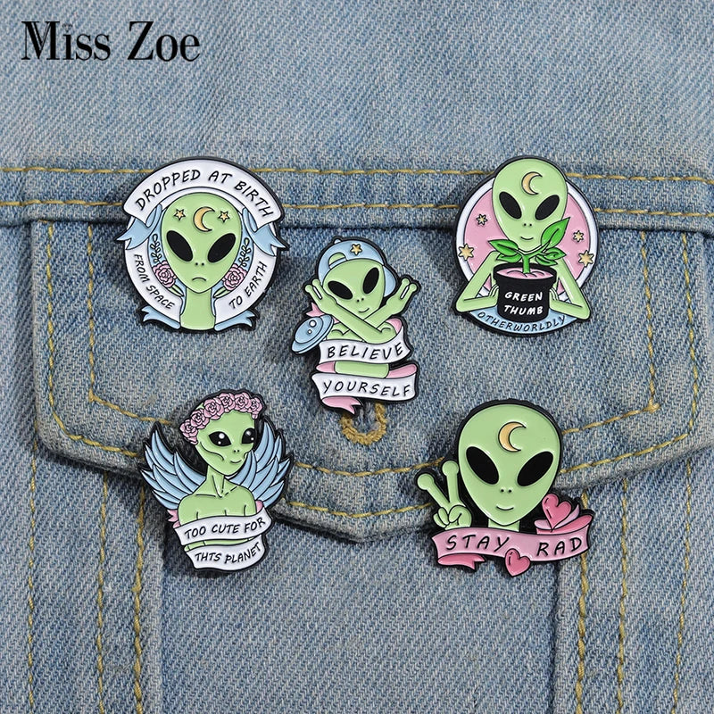 Stay Rad Enamel Pins Custom ET Alien Believe Yourself