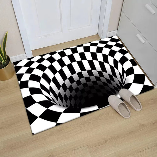 Abstract Geometric Optical Doormat 3D Vortex Illusion Carpet Entrance