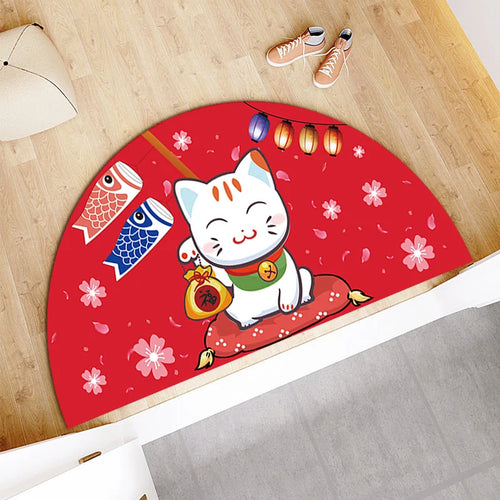 Cartoon Lucky Cat Welcome Entrance Doormats Good Fortune Rug Soft Door