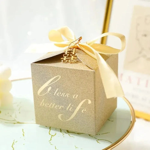 Exquisite Premium Square Gift Box Ribbon Wedding Party High Quality