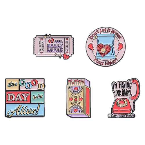Oil Painting Quotes 3-6pcs/set Enamel Pins Custom Quotes Saying