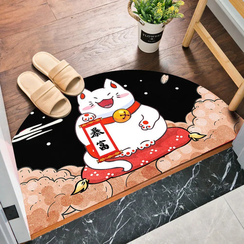 Cartoon Lucky Cat Welcome Entrance Doormats Good Fortune Rug Soft Door