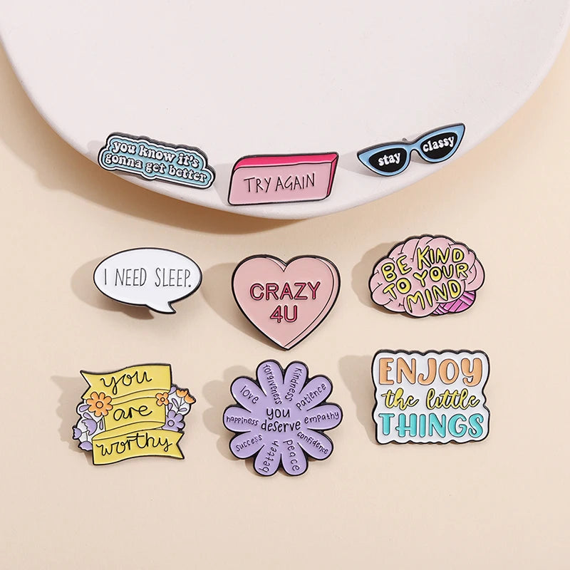 Oil Painting Quotes 3-6pcs/set Enamel Pins Custom Quotes Saying