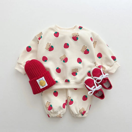 Spring & Autumn Cute Set Baby Girls Fashion Strawberries Pullover Tops