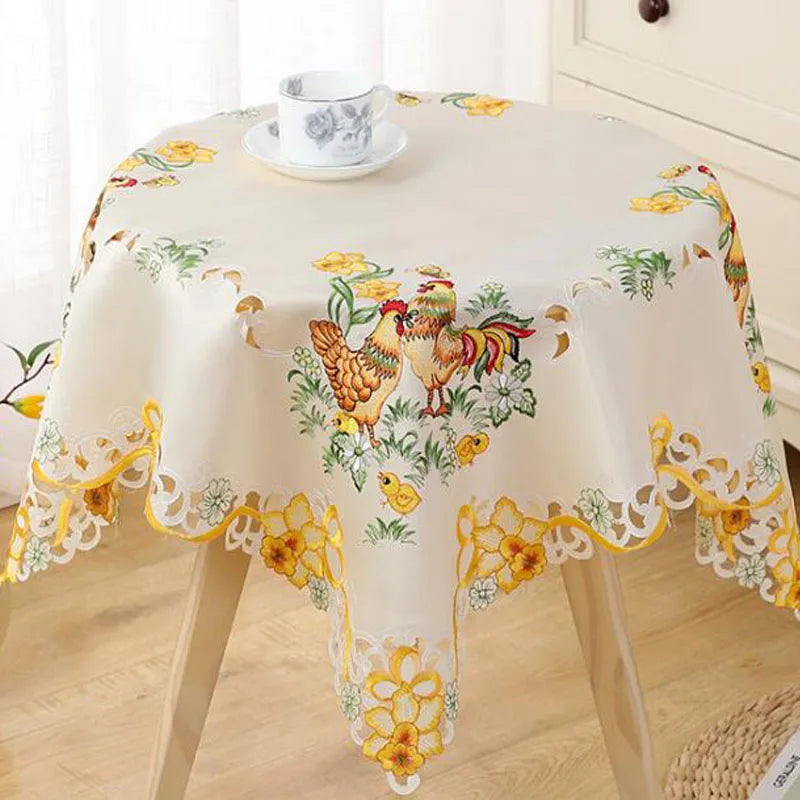 Popular Easter Chicken Embroidery Table Cloth