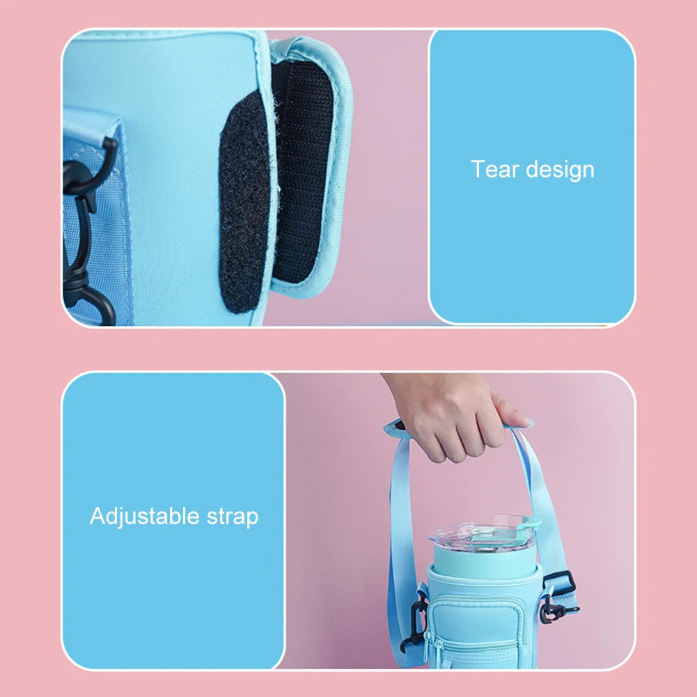 Neoprene Water Bottle Sling Bag with Phone Pocket Water Bottle Sleeve
