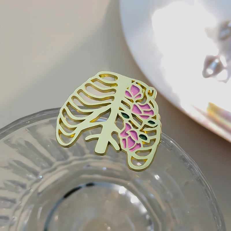 Floral Organs Enamel Pins Custom Rib Cage Heart Intestine Nervous