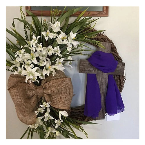 Easter Welcome Cross Wreath