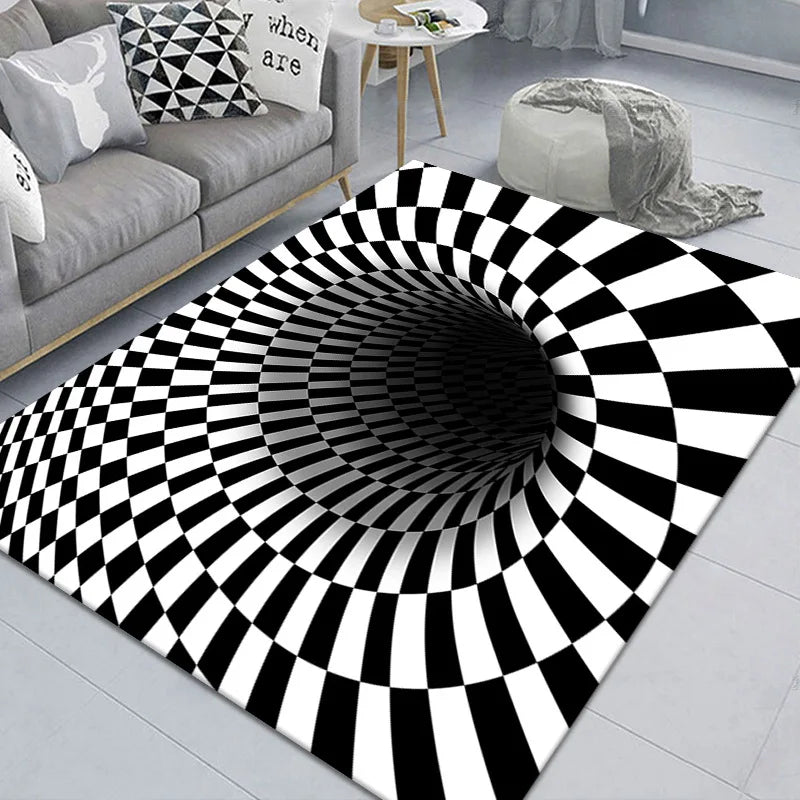 Abstract Geometric Optical Doormat 3D Vortex Illusion Carpet Entrance
