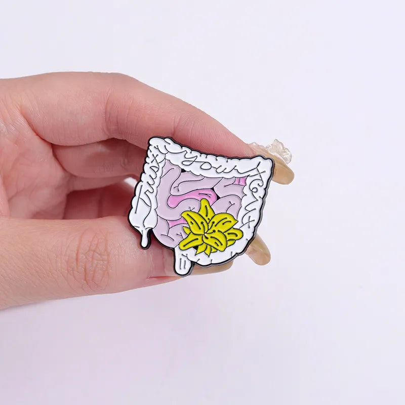 Floral Organs Enamel Pins Custom Rib Cage Heart Intestine Nervous