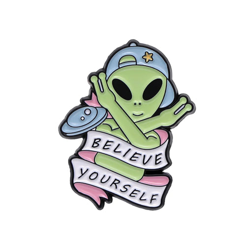 Stay Rad Enamel Pins Custom ET Alien Believe Yourself
