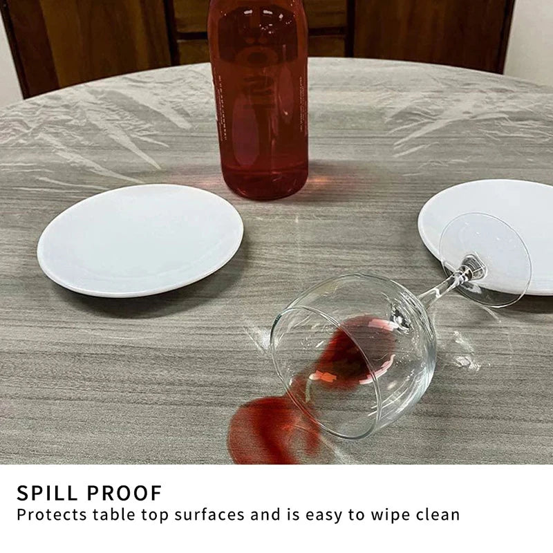 Fitted Round Elastic Tablecloth Transparent Cover