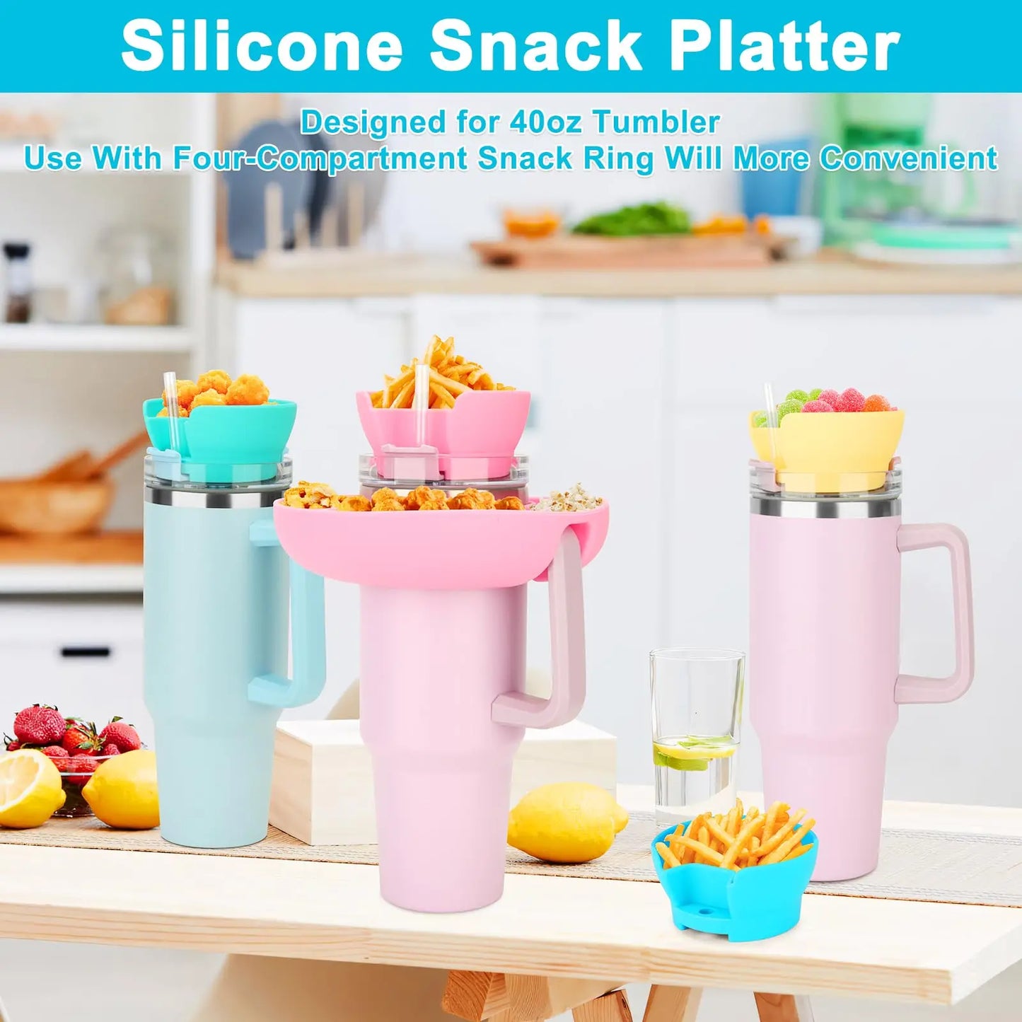 Snack Bowl for Stanley 40 oz Tumbler with Handle, Cup Snack Bowl