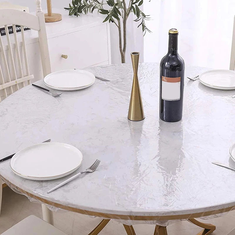 Fitted Round Elastic Tablecloth Transparent Cover