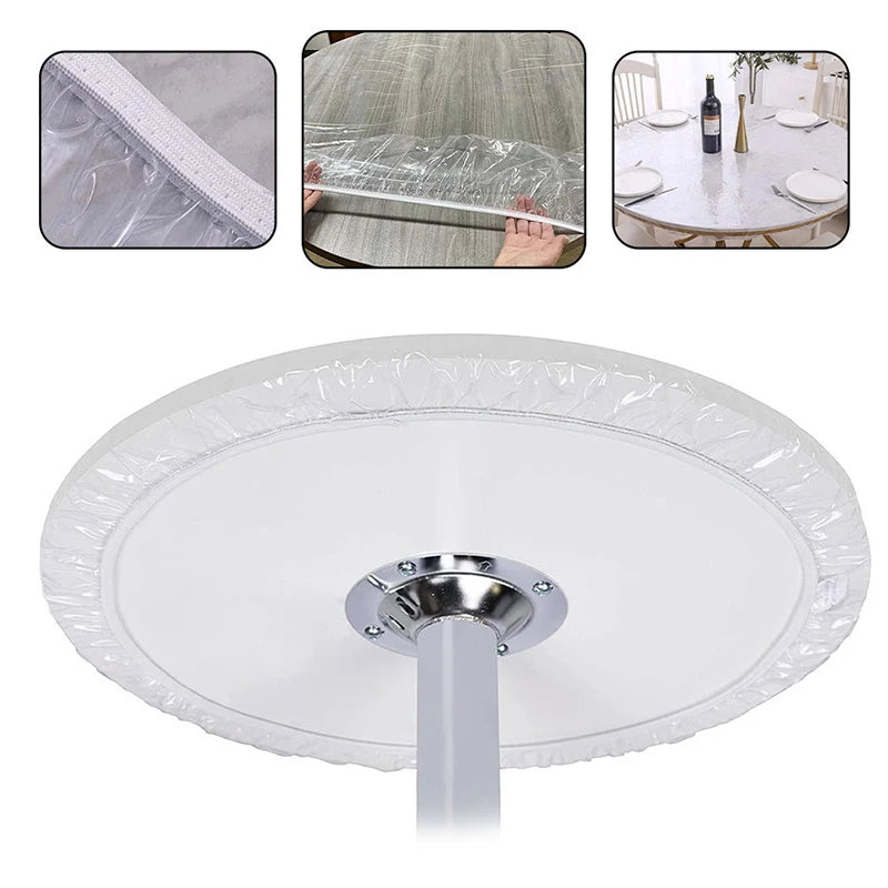 Fitted Round Elastic Tablecloth Transparent Cover