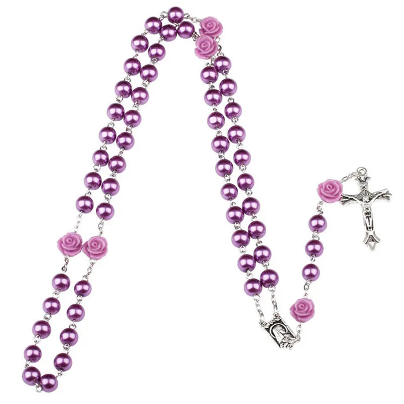 Purple Glass Bead Rosary
