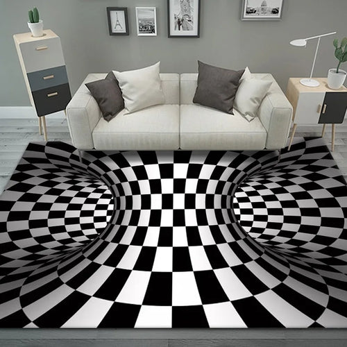 Abstract Geometric Optical Doormat 3D Vortex Illusion Carpet Entrance