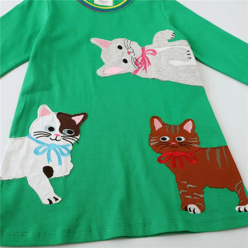 Jumping Meters New Princess Girls Dresses Animals Embroidery