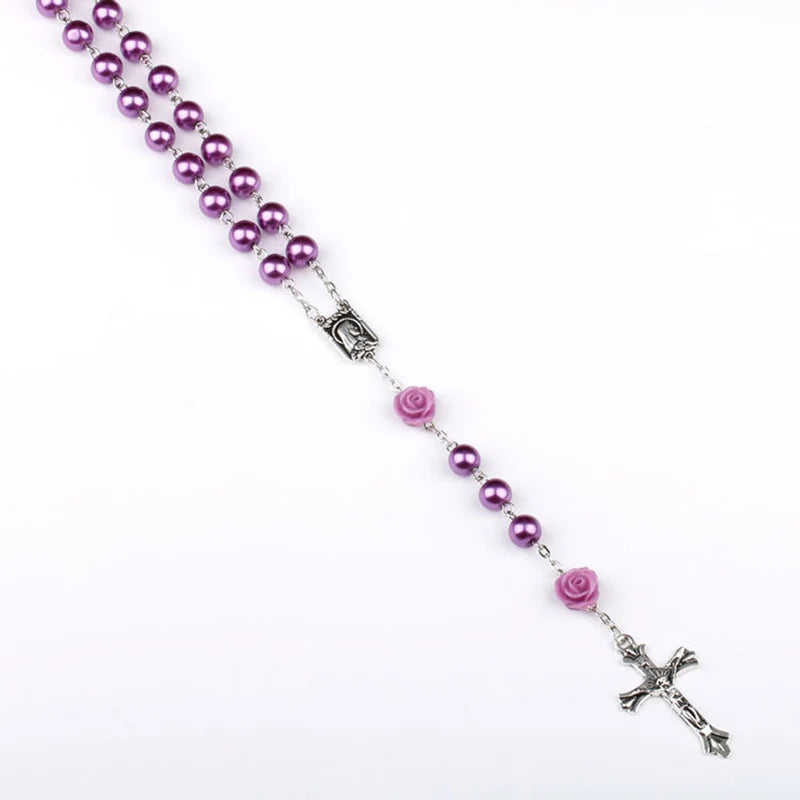 Purple Glass Bead Rosary