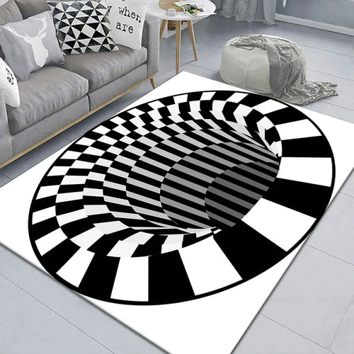 Abstract Geometric Optical Doormat 3D Vortex Illusion Carpet Entrance