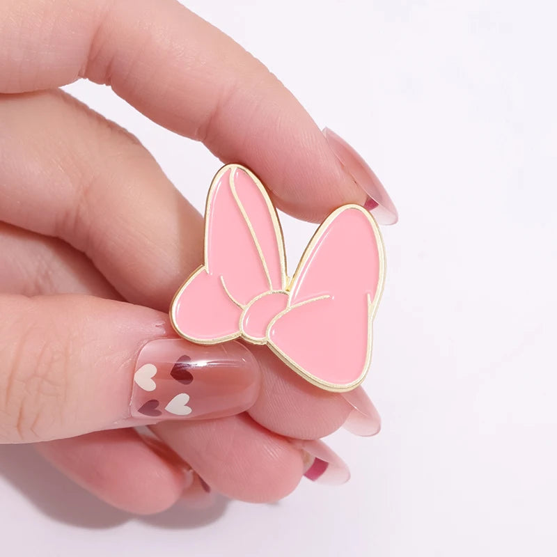 Pink Bowknot Enamel Pins Custom Cute Cartoon