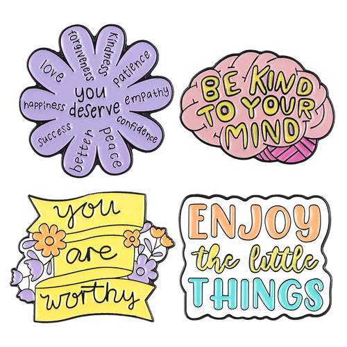 Oil Painting Quotes 3-6pcs/set Enamel Pins Custom Quotes Saying