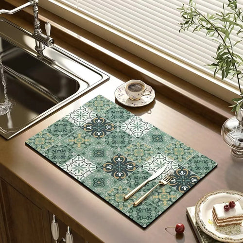 Kitchen Drying Mat Absorbent Drainage Mat Kitchen Rug Coffee Bar Mat